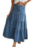 Low-Waisted Old-Fashioned Holiday Style Maxi Skirt