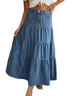 Low-Waisted Old-Fashioned Holiday Style Maxi Skirt