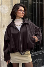 Brown Retro Biker Leather Jacket