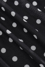 Polka Dot Mesh Ruched Bust Cut Out High Split Spaghetti Strap Maxi Dress