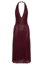 Sequin Halter Neck Deep V-Neck Bodycon Midi Dress