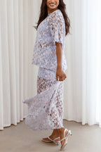 Catch The Light Sheer Sequin Lace Short Sleeve Loose Tee Top