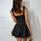 Aria Puff Sleeve Dress with Suspender Detail
