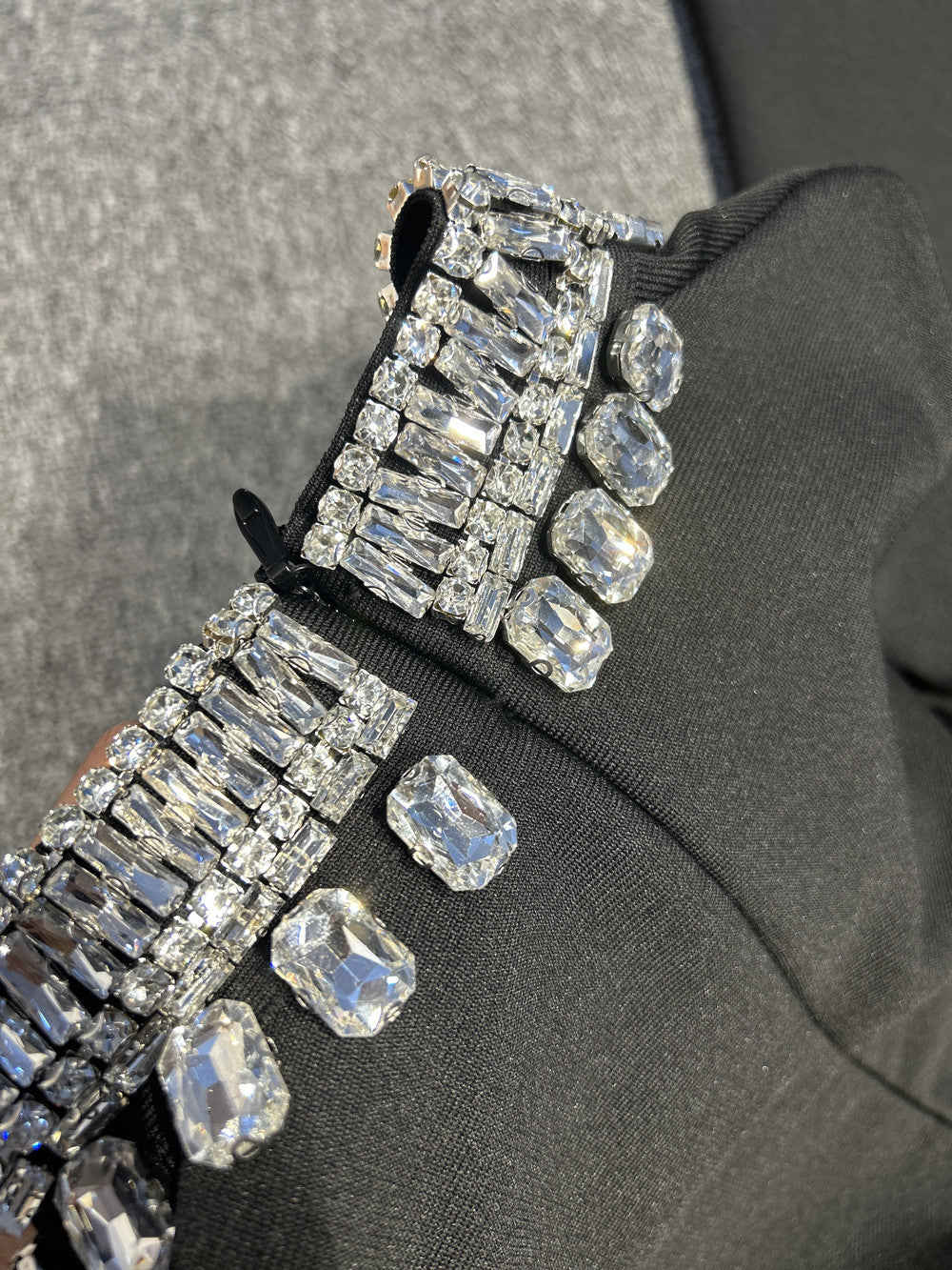 Bell-Sleeve Gown with Embellished Collar