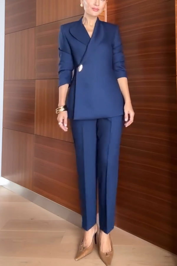 Exquisite and Fashionable Stand Lapel Neck Metal Button Long Sleeve Blazer