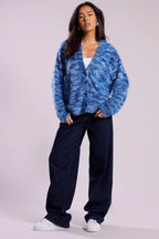 Colorful Striped V Neck Loose Knit Cardigan