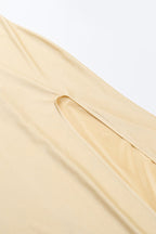 One Sleeve Off Shoulder High Slit Bodycon Maxi Dress