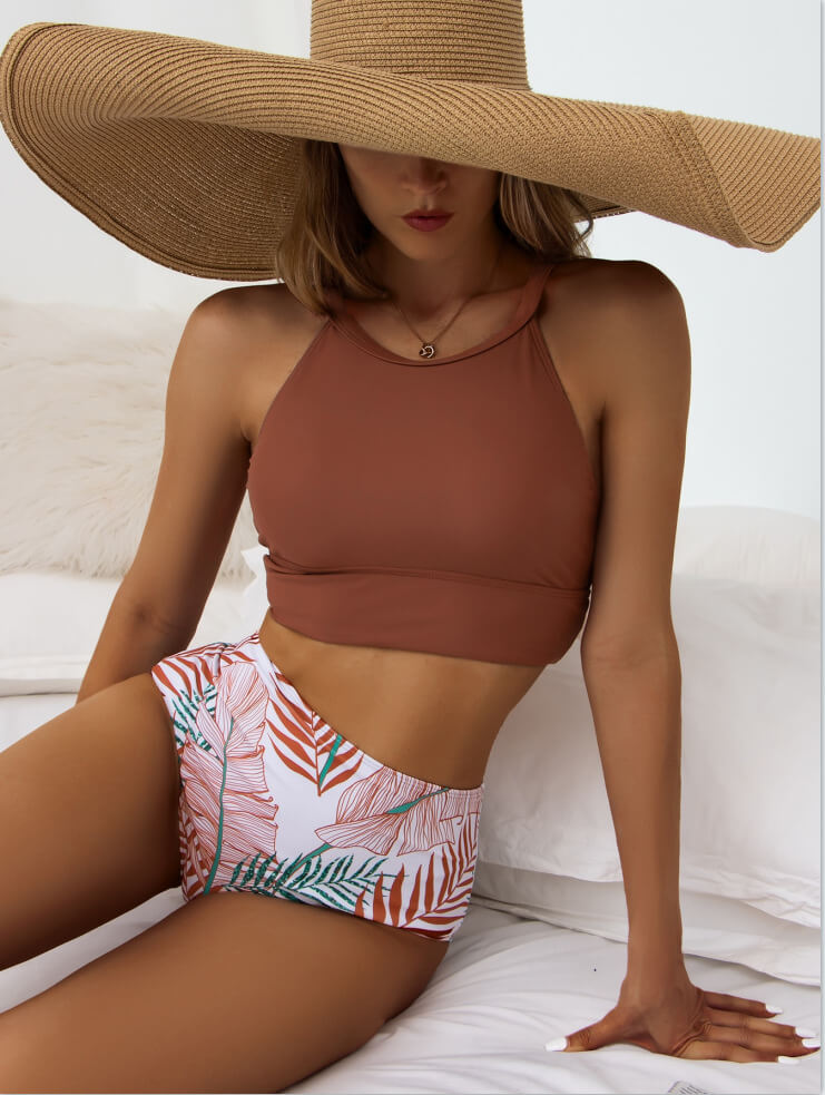 | High Neck Bikini Top with Thong