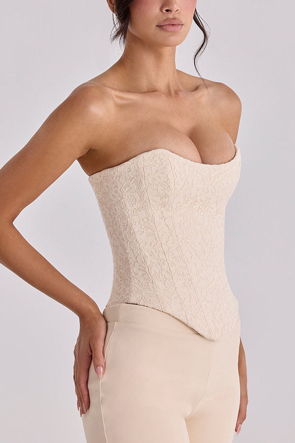 Sprinkle of Romance Floral Lace Off The Shoulder Corset Tank and Mid Rise Stretch Shorts Set