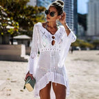 DressBetty - Summer Long Sleeve Back See Through Mini Dress