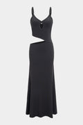 Cut Out V-Neck Patchwork Sleeveless Slip Maxi Dress