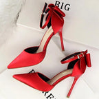 Satin Bow-knot High Heels Women Pumps for Sexy Wedding Stiletto Heels
