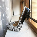 Snake Pattern Women Patchwork 16cm High Heels