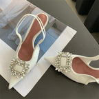 CRYSTAL Women Pumps Shoes with Thin Heels for Summer Fashion