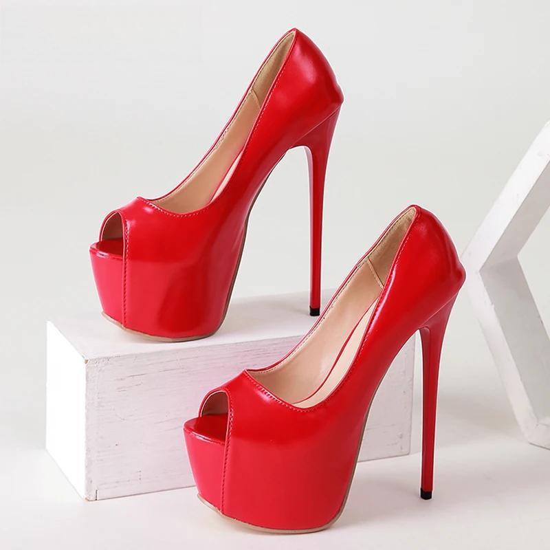 Red Platform Pumps Women Ultra High Stiletto Heels 17CM