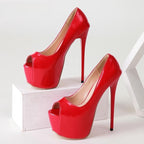 Red Platform Pumps Women Ultra High Stiletto Heels 17CM