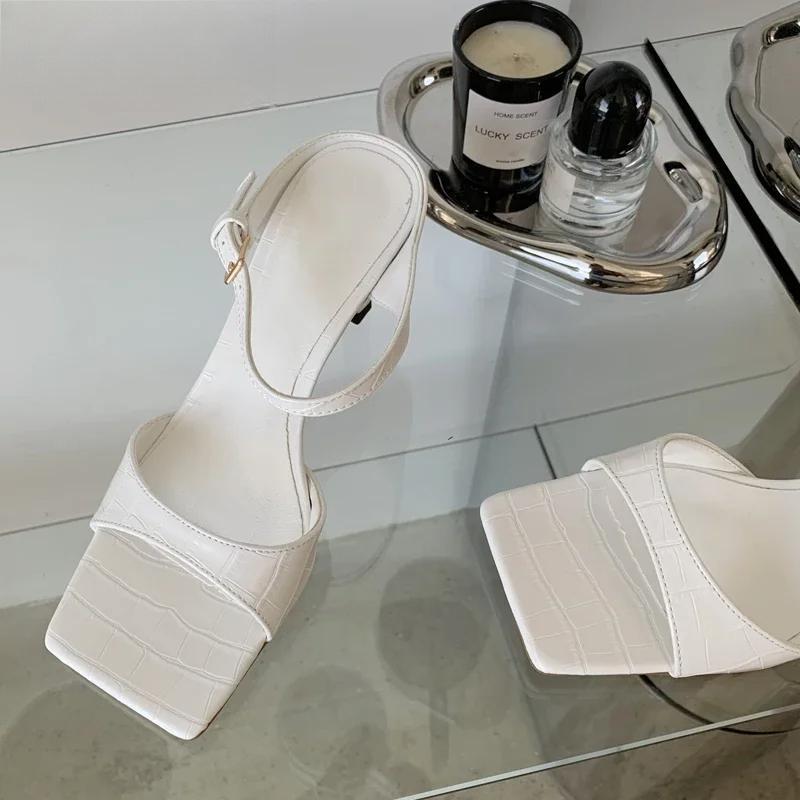 Gold Silver Women Slipper with Square Toe Low Heels Sandal