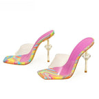 Crystal Diamond Slipper for Women Summer Fashion with Thin Heels