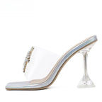 PVC Transparent Crystal Sun Flowers Buckle Slipper for Women