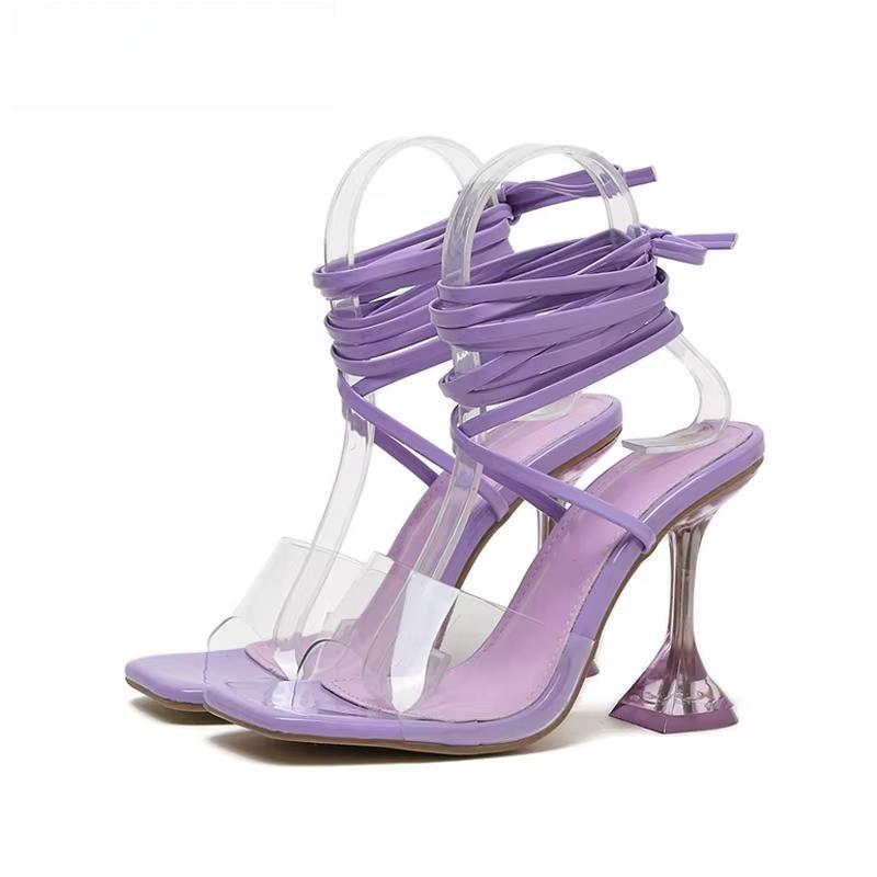 Transparent PVC Sandals Women Summer Wedding Crystal High Heels