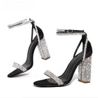 Crystal Women Sandals with Square Heel