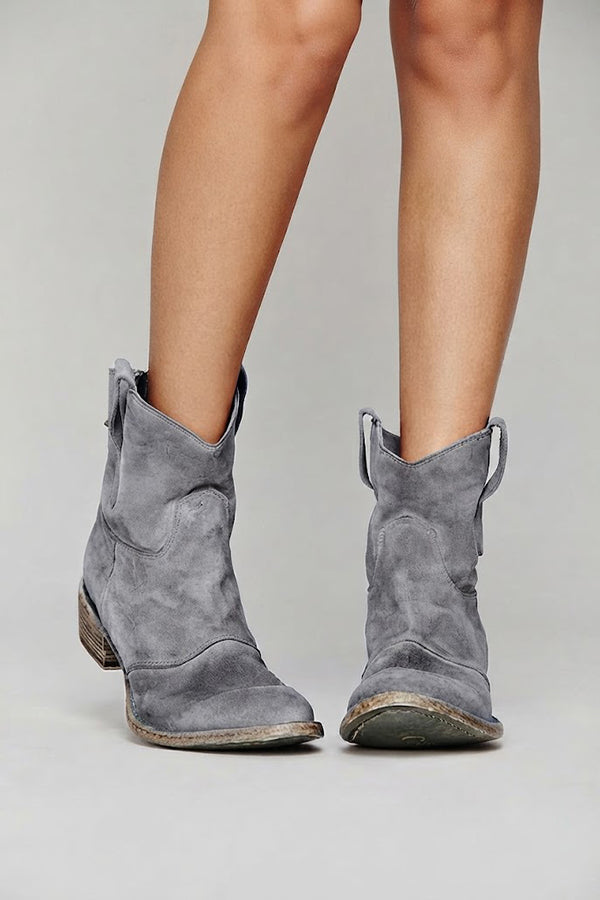 Faux Suede Mid-calf Boots with Low Heels