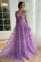 Sheer Tulle Spaghetti Strap High Slit Party Dress