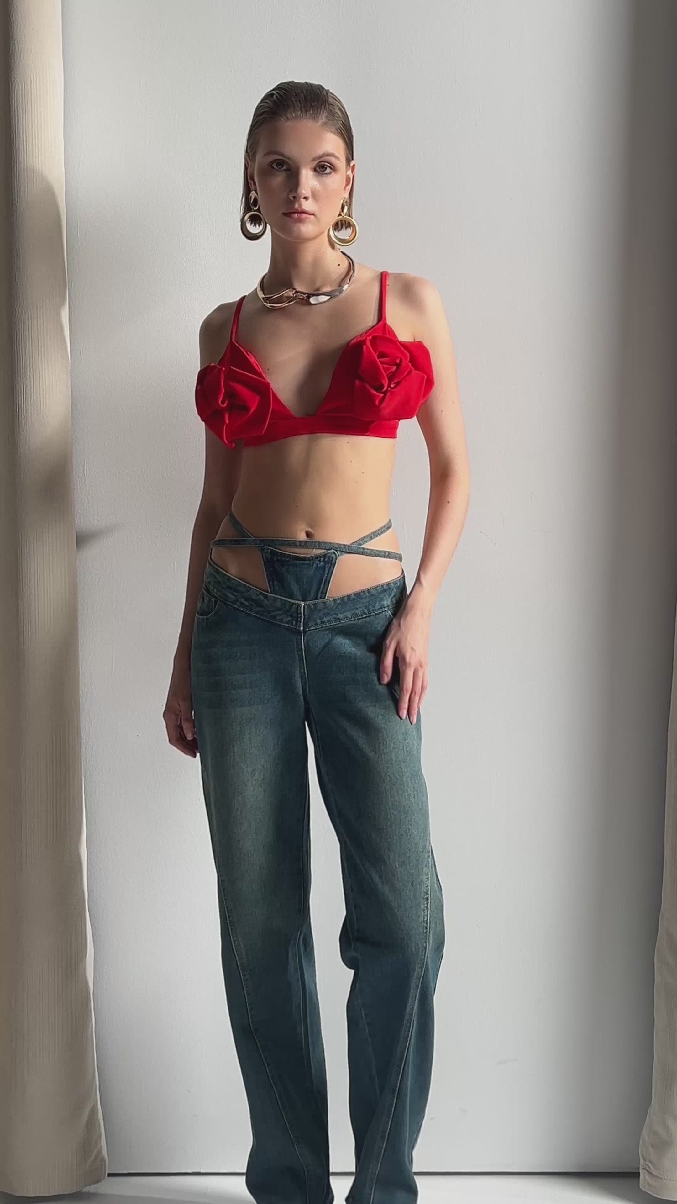 Keyla Low Rise Lace Up Jeans