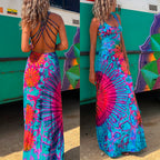 Strappy Backless Tie Dye Maxi Dress