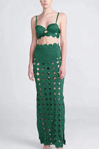 Elegant Openwork Slit Vacation Maxi Skirt