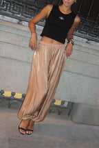 Aurelia Metallic Satin Jogger Pants