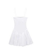 Spaghetti Strap Dropped Waist Pleated Skirt Fit and Flare Mini Dress