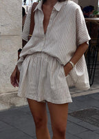 Striped Linen Two-Piece Set Relaxed Summer Staple