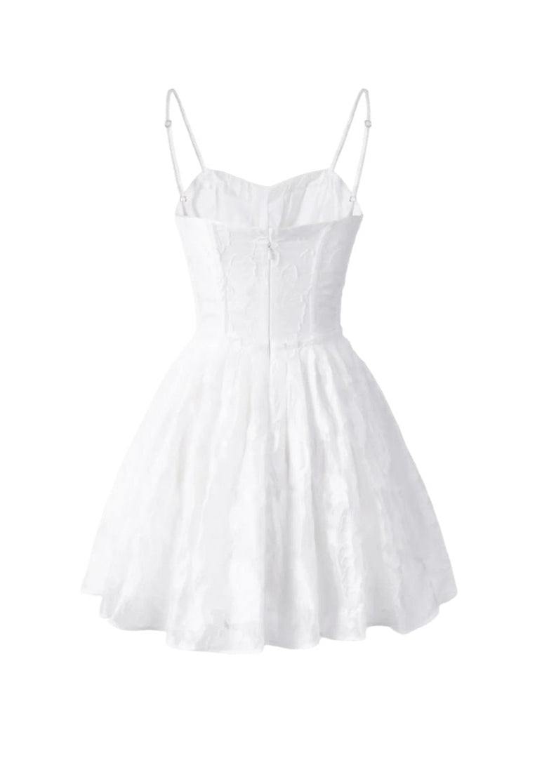 Sweetheart Spaghetti Strap Corset Jacquard Bubble Hem Mini Dress