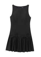 Sleeveless Round Neck Drop Waist Side Tie Ruffle Hem Mini Dress