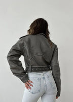 Washed Faux Leather Moto Jacket â_?Vintage Biker Edge