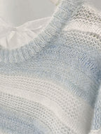 Tie Back Striped Pullover Knit Sweater