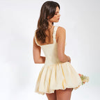 Aria Puff Sleeve Dress with Suspender Detail