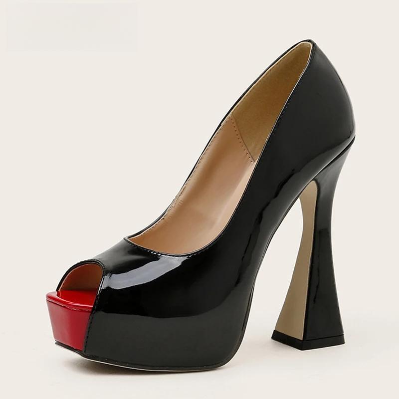 Peep Toe Platform Pumps for Women - Solid Color, 13CM Ultra High Heels for Party or Wedding