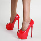 Red Platform Pumps Women Ultra High Stiletto Heels 17CM