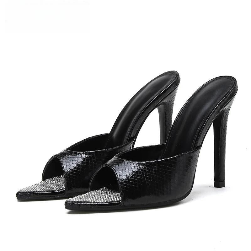 Sleek Serpentine Pointed Toe Mule with Thin Heels for Women
