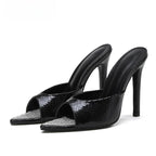 Sleek Serpentine Pointed Toe Mule with Thin Heels for Women