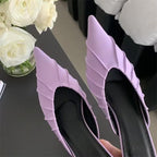 Purple Pink Pointed Toe Women Slippers with Thin Low Heels