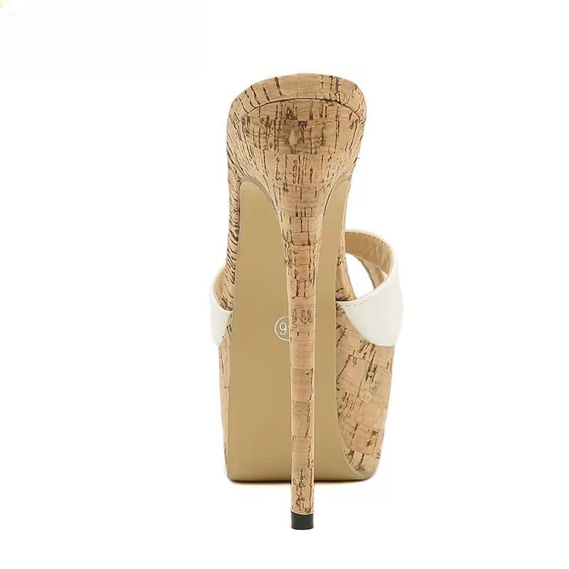 Super High Heels Slippers Sandals Women PU Leather Party Shoes
