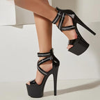 Open Toe High Heels Platform Women Chain Sandals for Summer Fashion Design