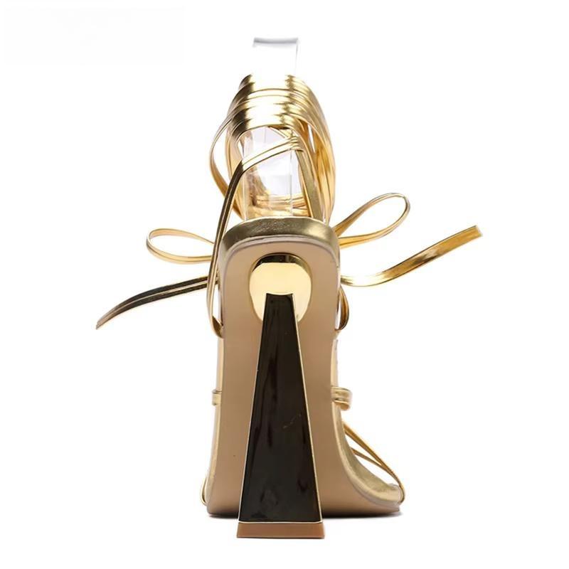 Chic Triangle Thick Heels Gladiator Sandals for Women
