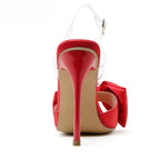 Silk Butterfly-knot Rhinestone Women Mule High Heels Slippers Sandals