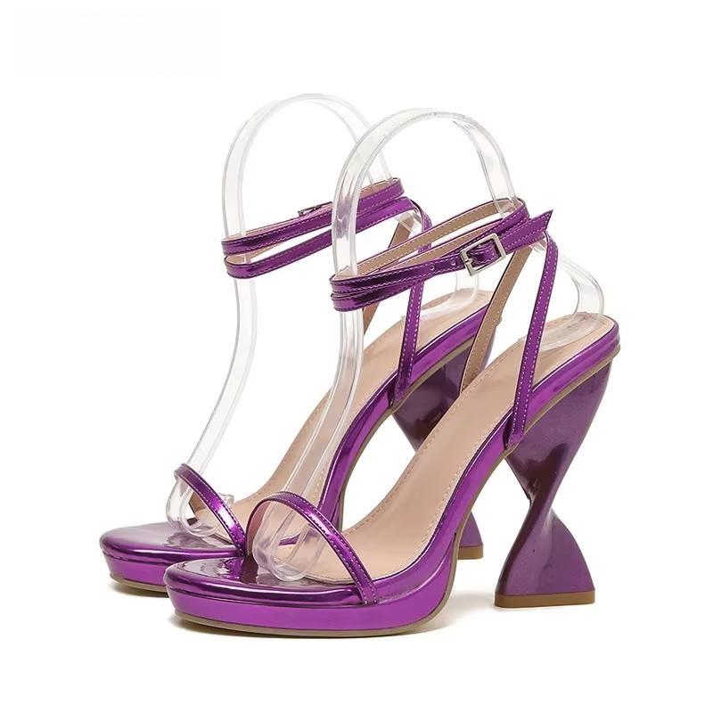 Strappy Summer Wedding Heels with Peep Toe and Ankle Buckle Strap