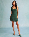 Sweetheart Neck Bow Tie Strap Ditsy Floral Print Slip Mini Dress