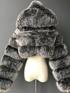 White Faux Fur Jacket With Hood Hot Girls Short Coats Winter Outerwear For Women 2026